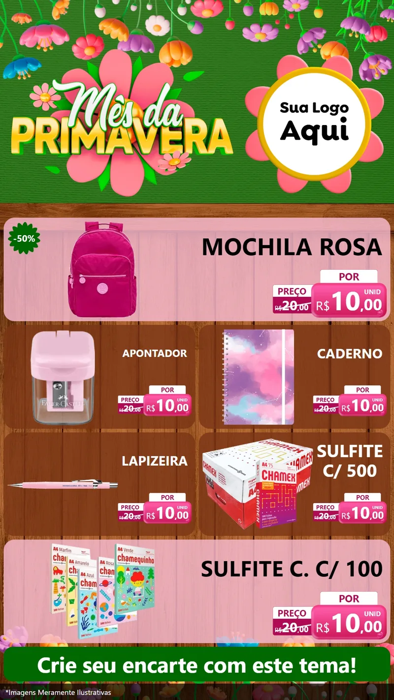 Modelo de TV para TV Vertical com o tema Mês da Primavera para Papelaria