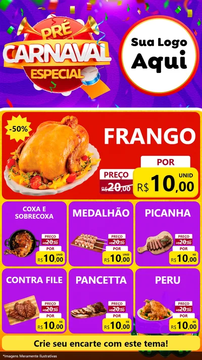 Modelo de Rede Social para Stories com o tema Pré-Carnaval Especial para Assados