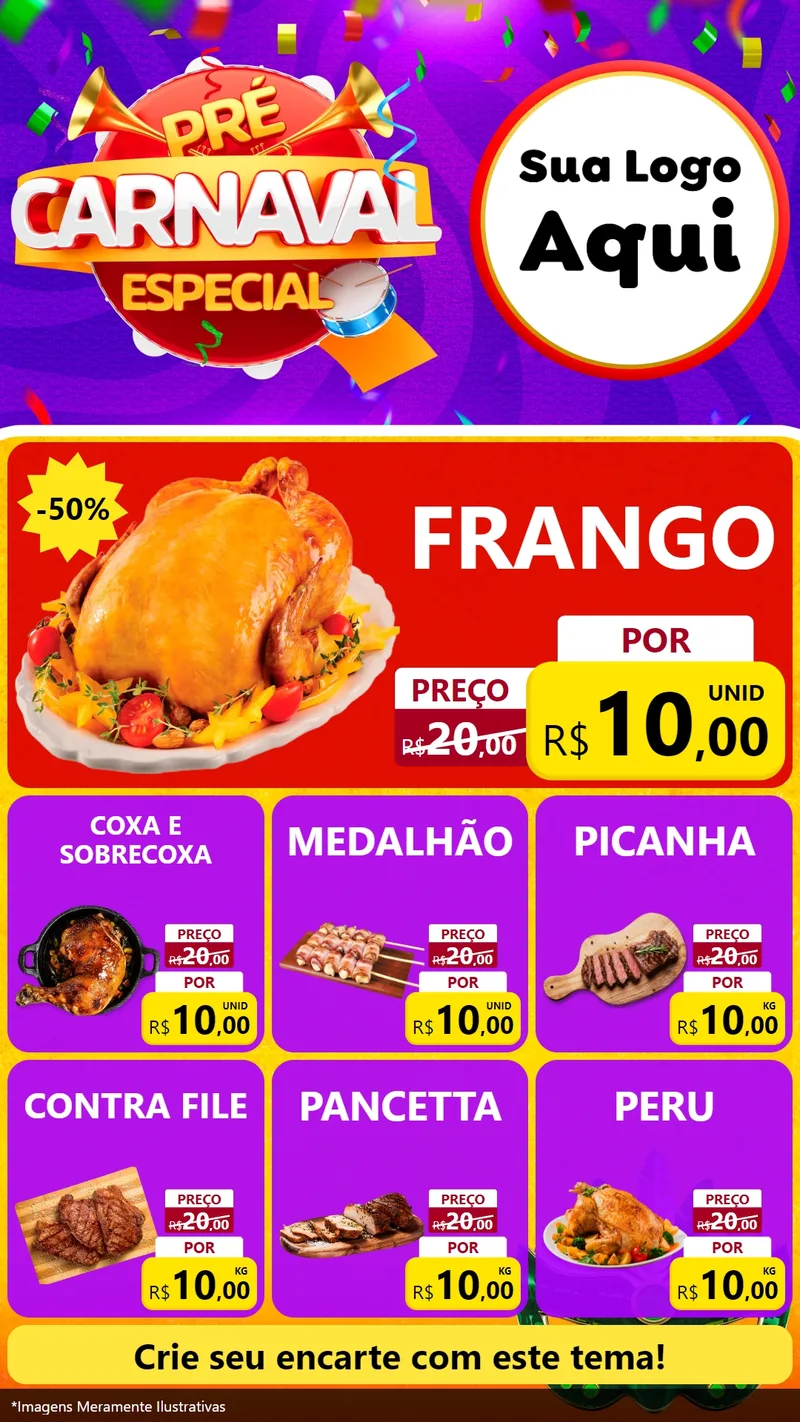 Modelo de Rede Social para Stories com o tema Pré-Carnaval Especial para Assados