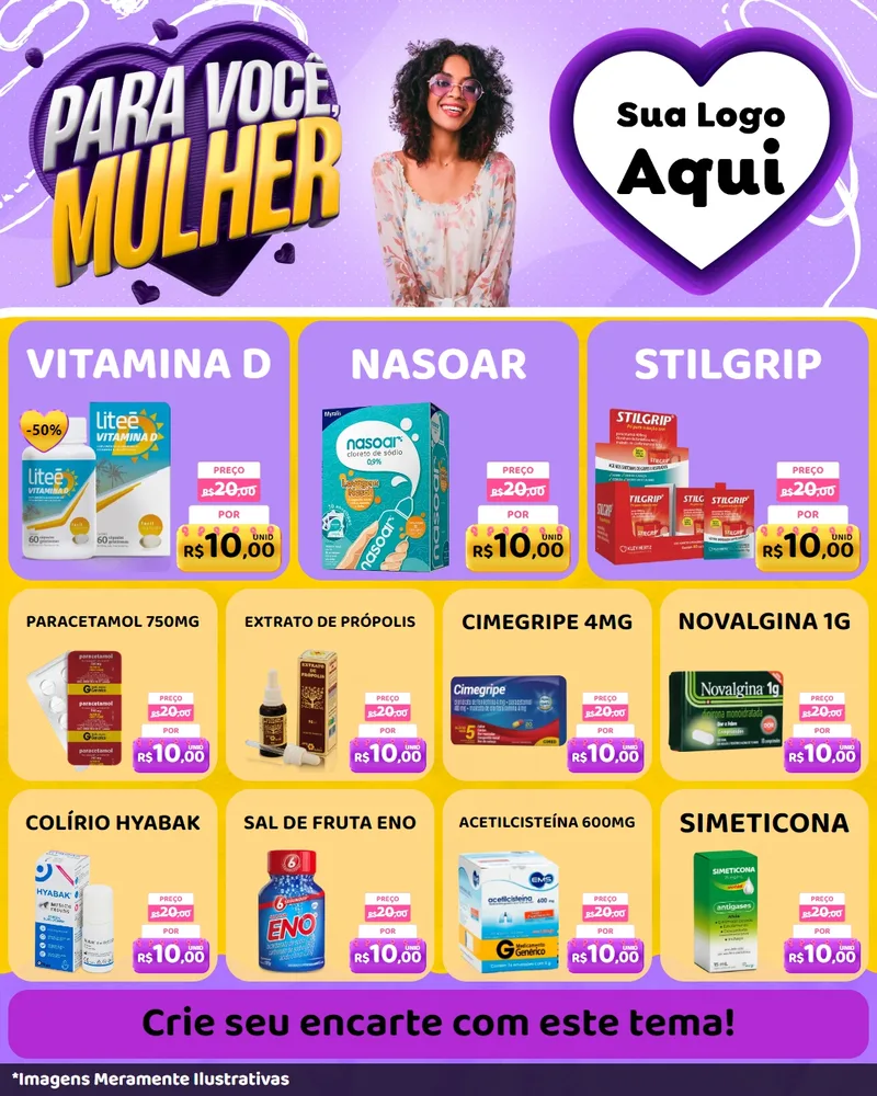 Modelo de Rede Social para Feed Instagram com o tema Para Você, Mulher para Farmácia
