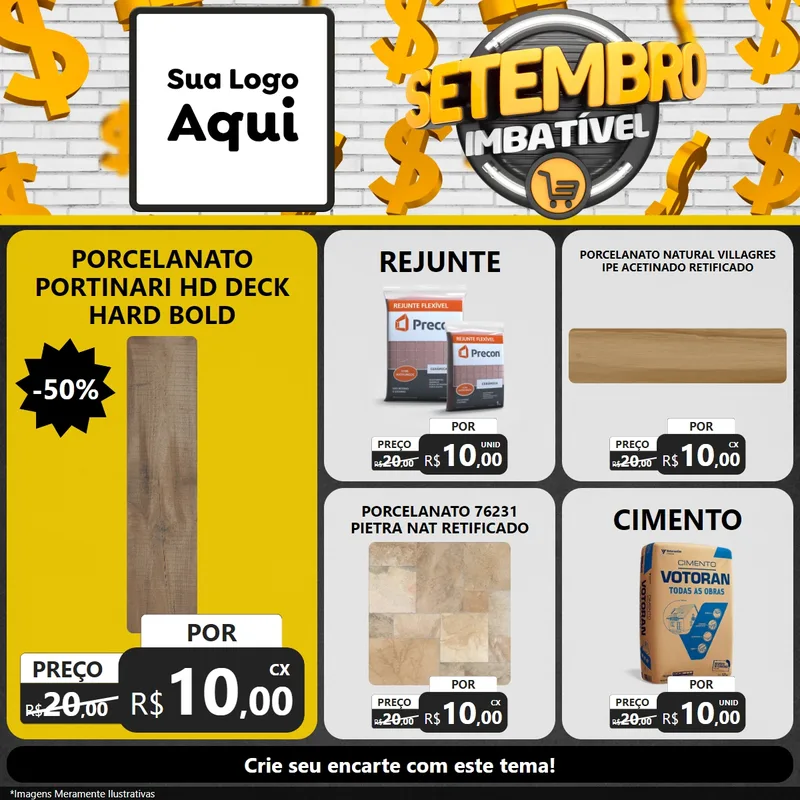 Modelo de Rede Social para Feed Facebook com o tema Setembro Imbatível para Pisos e revestimentos