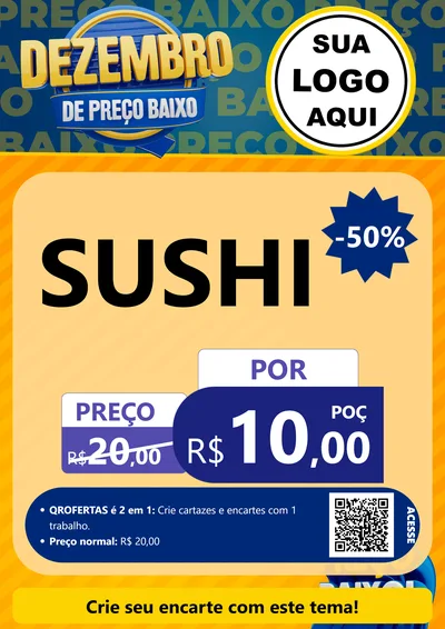 Modelo de Cartaz para Cartaz A4 Vertical com o tema Dezembro de Preço Baixo para Comida japonesa