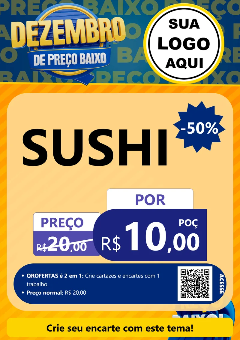 Modelo de Cartaz para Cartaz A4 Vertical com o tema Dezembro de Preço Baixo para Comida japonesa