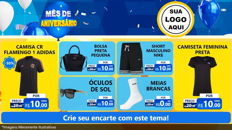 Modelo de TV para TV Horizontal com o tema Mês de Aniversário para Roupas e acessórios