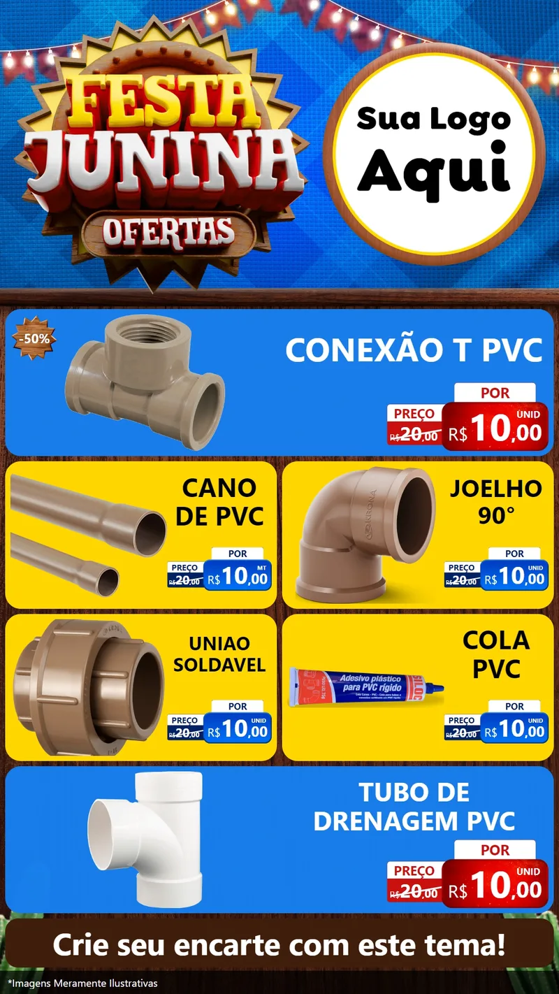 Modelo de TV para TV Vertical com o tema Festa Junina Ofertas para Tubos e conexões