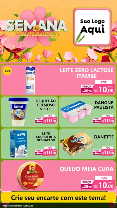 Modelo de TV para TV Vertical com o tema Semana da Primavera para Frios e Laticínios