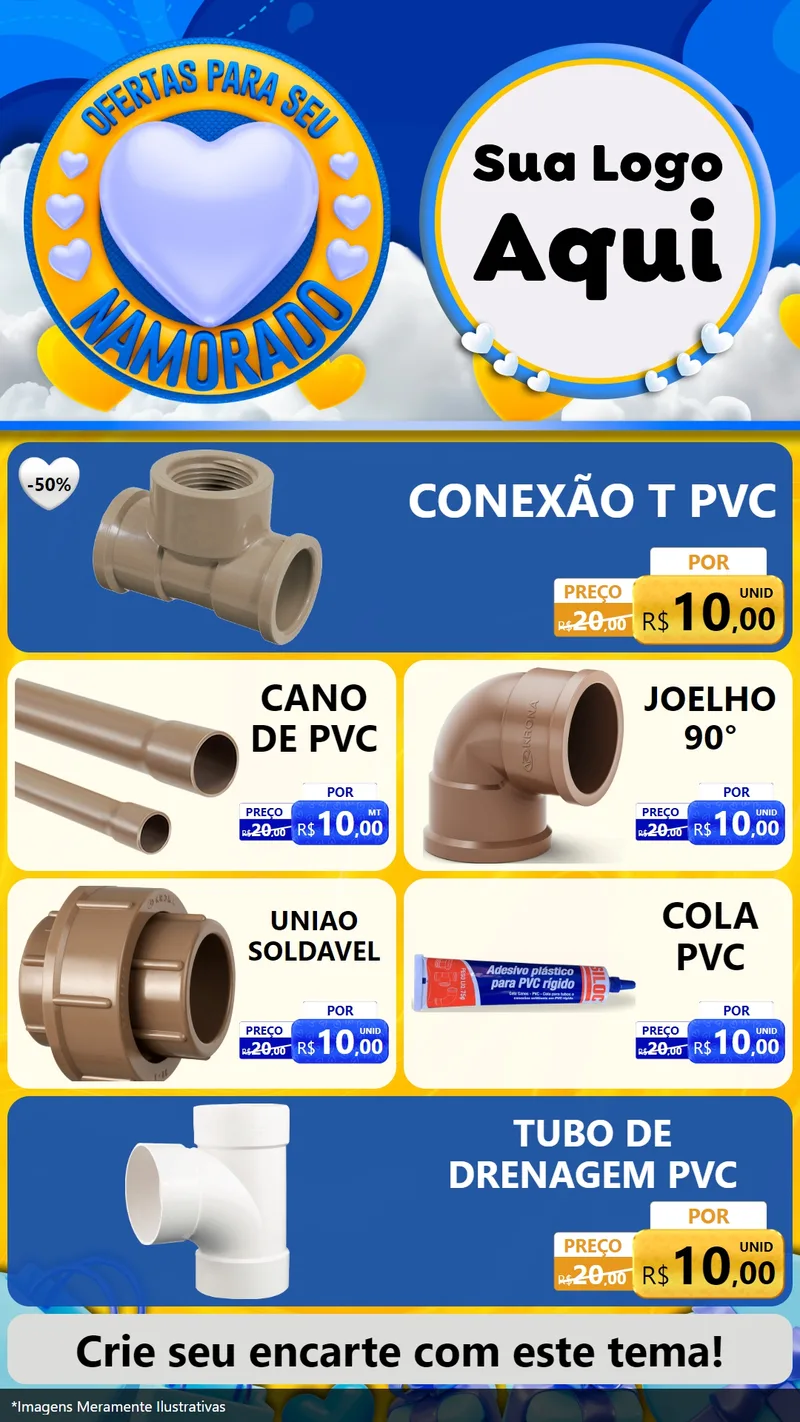 Modelo de TV para TV Vertical com o tema Ofertas Para Seu Namorado para Tubos e conexões