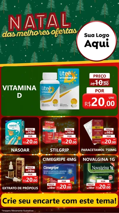 Modelo de Rede Social para Stories com o tema Natal das Melhores Ofertas para Farmácia