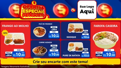 Modelo de TV para TV Horizontal com o tema Ofertas Especiais de Agosto para Restaurante