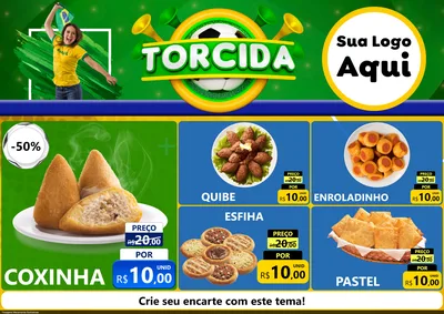 Modelo de Encarte para Encarte A4 Horizontal com o tema Torcida para Salgadaria