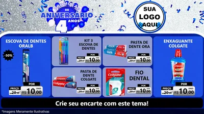 Modelo de TV para TV Horizontal com o tema Promoção de Aniversário - 4 Anos para Higiene Pessoal
