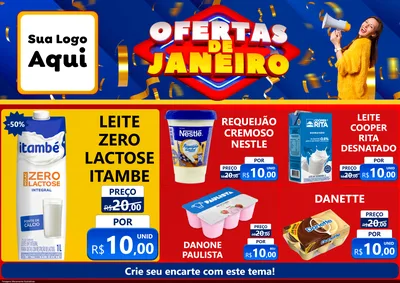 Modelo de Encarte para Encarte A4 Horizontal com o tema Ofertas de Janeiro para Frios e Laticínios