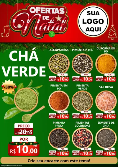 Modelo de Encarte para Encarte A4 Vertical com o tema Ofertas de Natal para Produtos Naturais