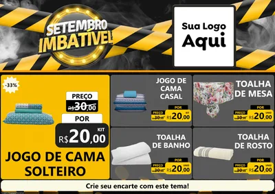Modelo de Encarte para Encarte A4 Horizontal com o tema Setembro Imbatível para Cama, Mesa e Banho