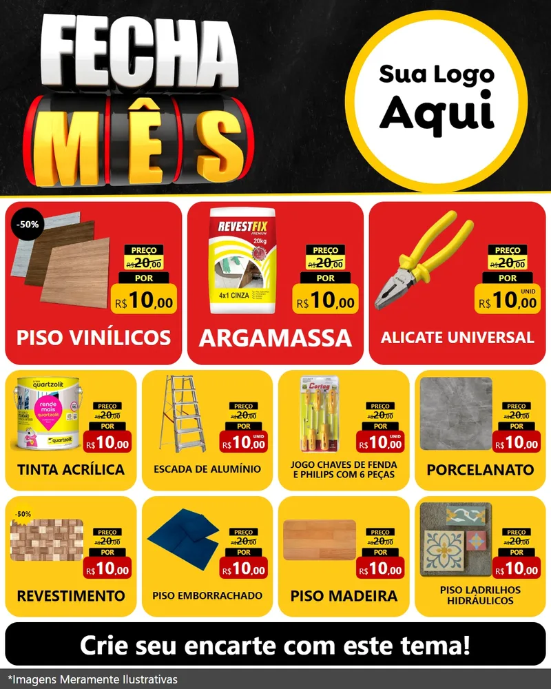 Modelo de Rede Social para Feed Instagram com o tema Fecha Mês para Material para Construção
