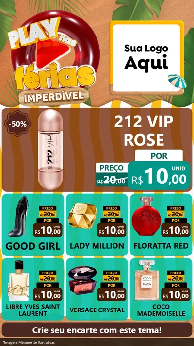 Modelo de Rede Social para Stories com o tema Play Nas Férias Imperdível para Perfumes