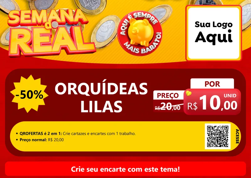 Modelo de Cartaz para Cartaz A4 Horizontal com o tema Semana do Real para Floricultura e jardim