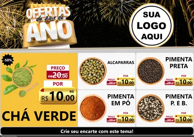 Modelo de Encarte para Encarte A4 Horizontal com o tema Ofertas de Fim de Ano para Produtos Naturais