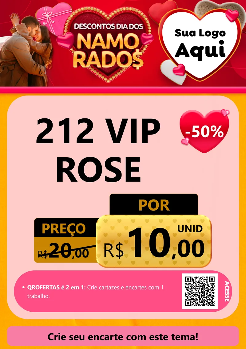 Modelo de Cartaz para Cartaz A4 Vertical com o tema Descontos Dia dos Namorados para Perfumes