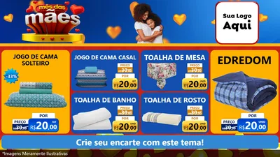Modelo de TV para TV Horizontal com o tema Mês das Mães para Cama, Mesa e Banho