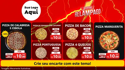 Modelo de TV para TV Horizontal com o tema Ofertas Relâmpago para Pizzaria