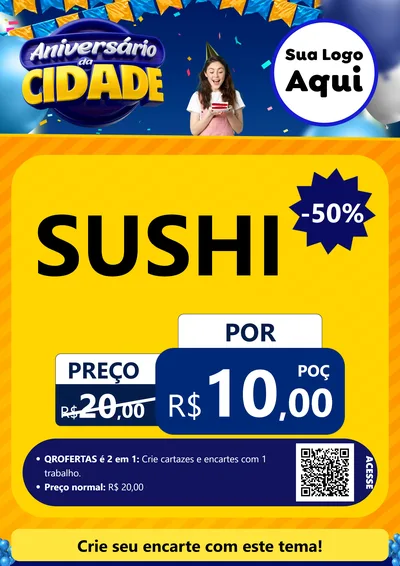 Modelo de Cartaz para Cartaz A4 Vertical com o tema Aniversário da Cidade para Comida japonesa