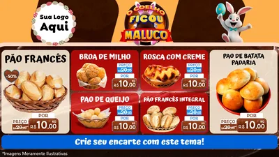 Modelo de TV para TV Horizontal com o tema O Coelho Ficou Maluco - Páscoa para Padaria
