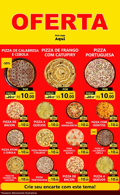 Modelo de Encarte para Encarte Grande com o tema OFERTA - Vermelho Cartaz para Pizzaria