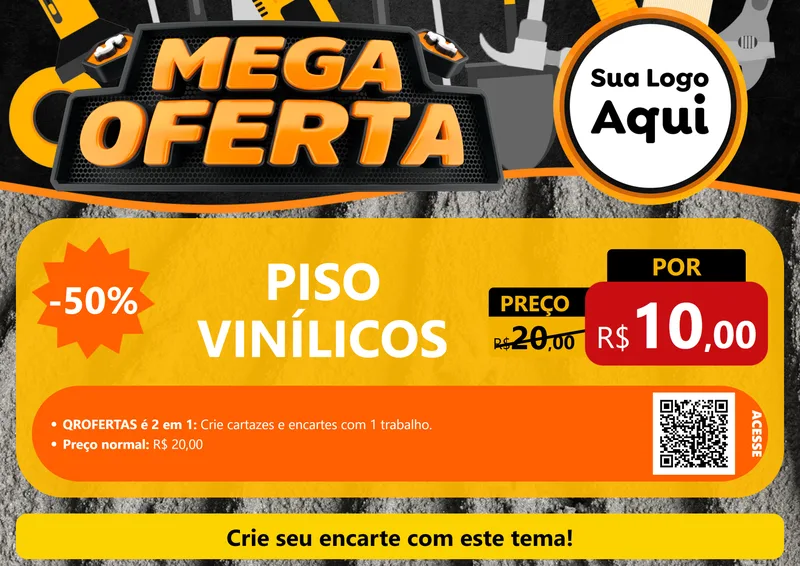 Modelo de Cartaz para Cartaz A4 Horizontal com o tema Mega Oferta para Material para Construção