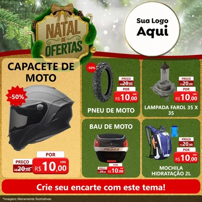Modelo de Rede Social para Feed Facebook com o tema Ofertas de Natal para Moto peças