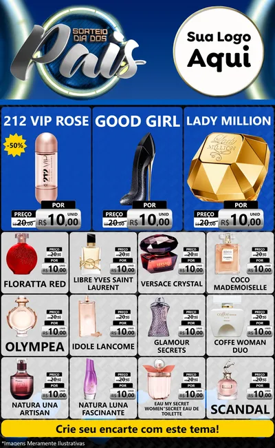 Modelo de Encarte para Encarte Grande com o tema Sorteio Dia Dos Pais para Perfumes