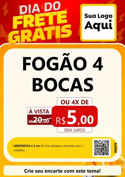 Modelo de Cartaz para Cartaz A4 Vertical com o tema Dia do Frete Grátis para Móveis e Eletro