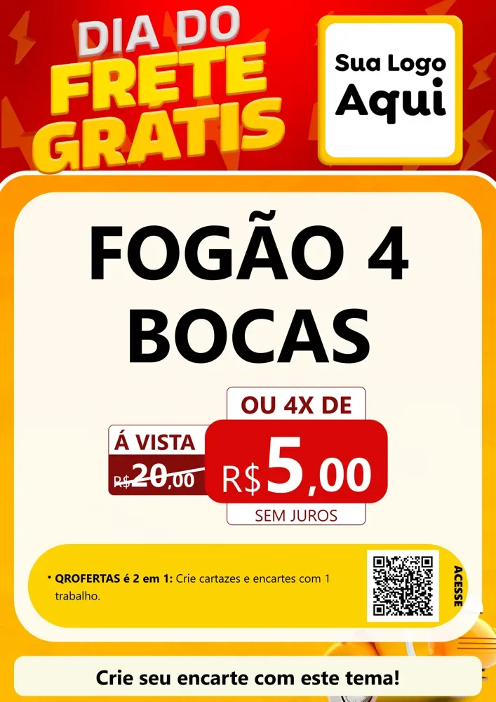 Modelo de Cartaz para Cartaz A4 Vertical com o tema Dia do Frete Grátis para Móveis e Eletro