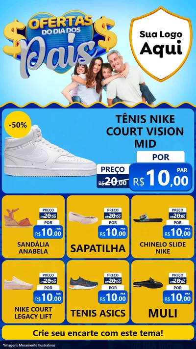 Modelo de Rede Social para Stories com o tema Ofertas do Dia dos Pais para Calçados