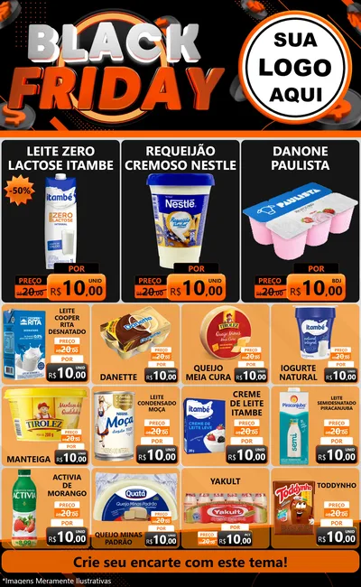 Modelo de Encarte para Encarte Grande com o tema Black Friday para Frios e Laticínios