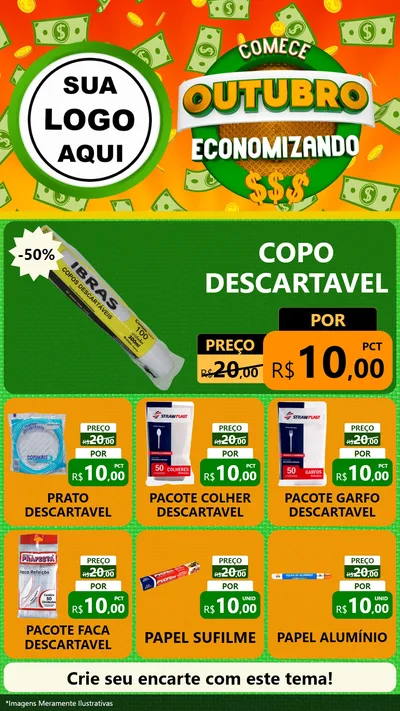 Modelo de Rede Social para Stories com o tema Comece Outubro Economizando para Embalagens