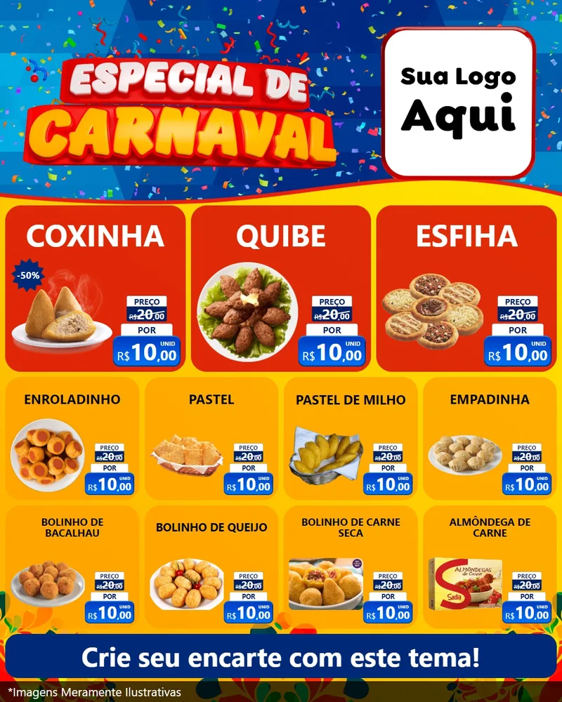 Modelo de Rede Social para Feed Instagram com o tema Especial de Carnaval para Salgadaria