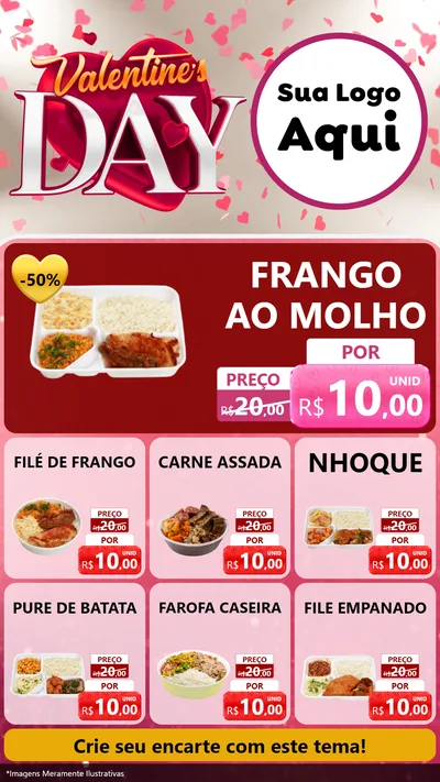 Modelo de Rede Social para Stories com o tema Valentine's Day para Restaurante