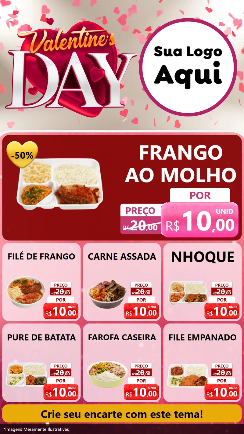 Modelo de Rede Social para Stories com o tema Valentine's Day para Restaurante