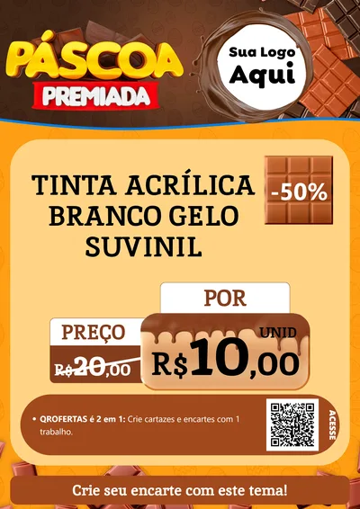 Modelo de Cartaz para Cartaz A4 Vertical com o tema Páscoa Premiada para Tintas e Ferramentas