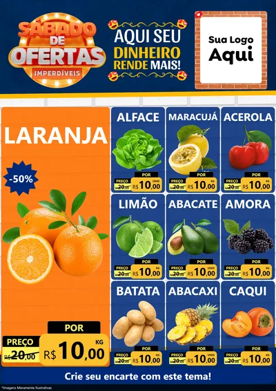 Modelo de Encarte para Encarte A4 Vertical com o tema Sábado de Ofertas Imperdíveis para Hortifrúti