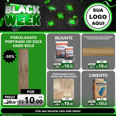 Modelo de Rede Social para Feed Facebook com o tema Black Week para Pisos e revestimentos