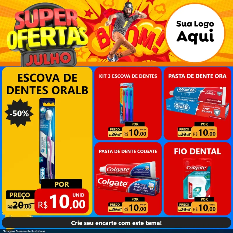Modelo de Rede Social para Feed Facebook com o tema Super Ofertas Julho para Higiene Pessoal