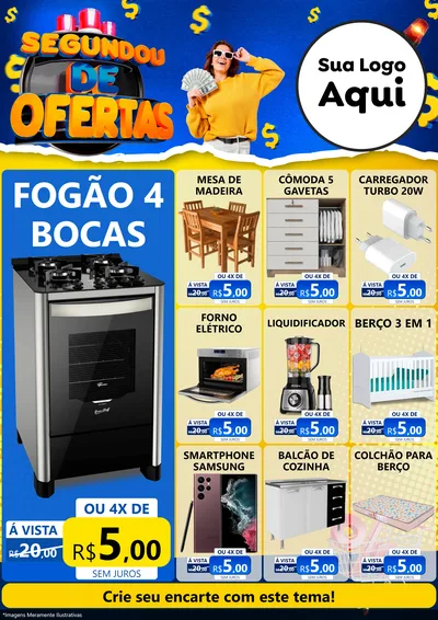 Modelo de Encarte para Encarte A4 Vertical com o tema Segundou de Ofertas para Móveis e Eletro