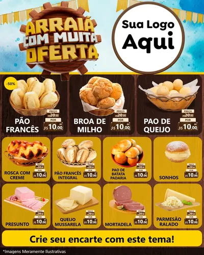 Modelo de Rede Social para Feed Instagram com o tema Ofertas de São João - Junina para Padaria