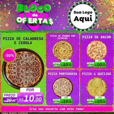 Modelo de Rede Social para Feed Facebook com o tema Bloco de Ofertas para Pizzaria