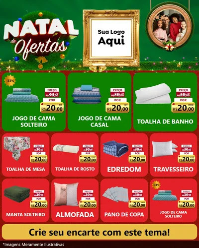 Modelo de Rede Social para Feed Instagram com o tema Natal de Ofertas para Cama, Mesa e Banho