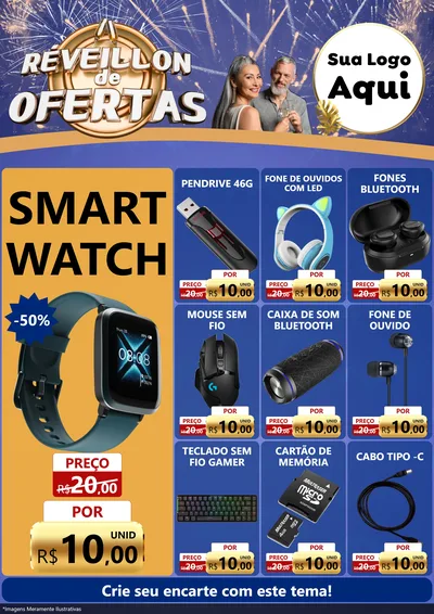 Modelo de Encarte para Encarte A4 Vertical com o tema Réveillon de Ofertas para Informática