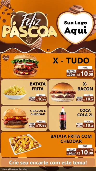 Modelo de TV para TV Vertical com o tema Feliz Páscoa para Hamburgueria