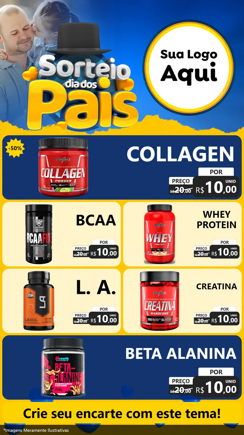 Modelo de TV para TV Vertical com o tema Sorteio Dia Dos Pais para Suplementos alimentares